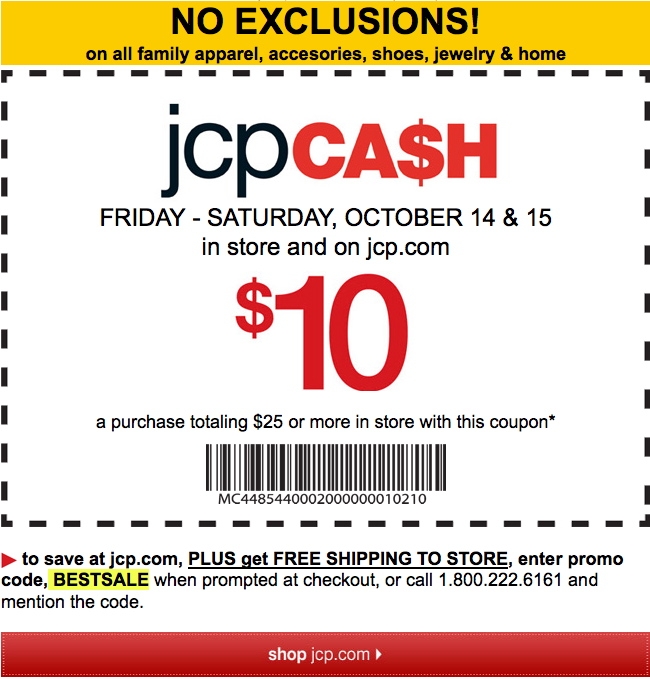 JC Penney 10 Off 25 Printable Coupon Expires Today 10 15 Your 