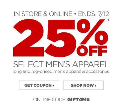 JC Penney Printable Coupon 25 Off Men 39 s Apparel Your Retail Helper
