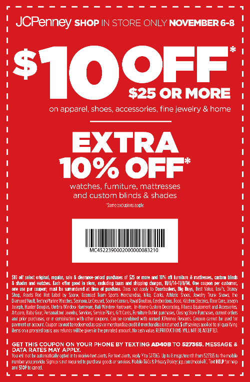 Jcp Coupons 10 Off 25 Printable