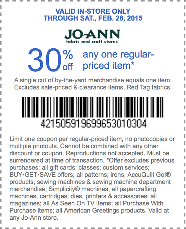 Joann Fabric Coupon Printable