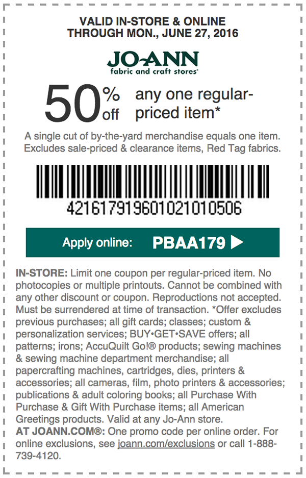 Joann Fabrics Coupons 50 Off Printable Calendar Printables