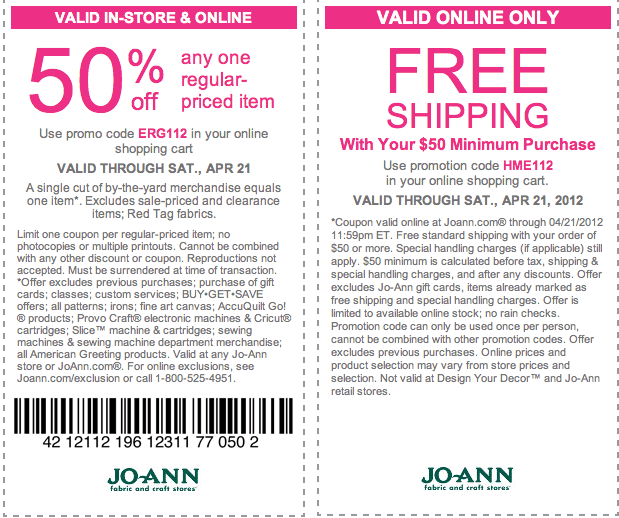 Joann Fabrics In store Coupons Or Online Coupon Code Worksheets 