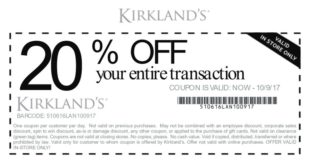 Kirklands Coupons In Store Printable