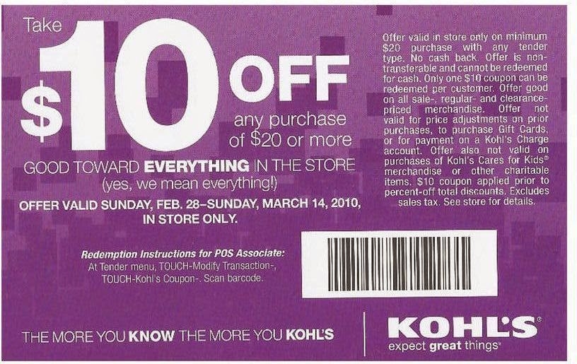Kohl 39 s Printable Coupons