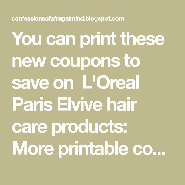 L 39 oreal Coupons Printable