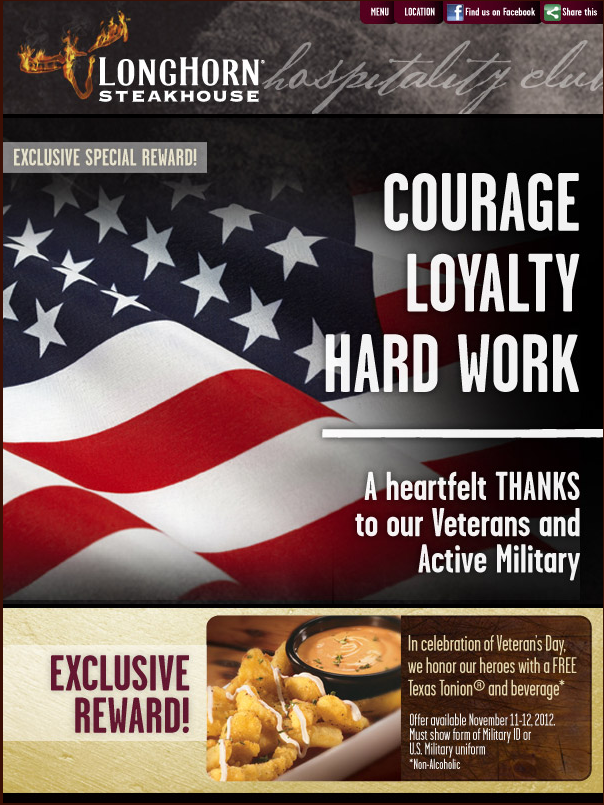 Longhorn Free Appetizer Printable Coupon