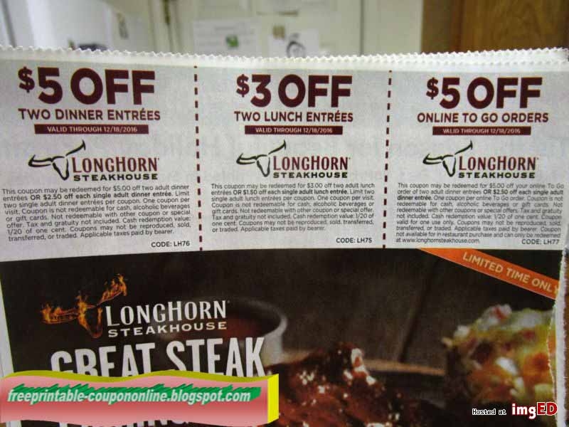 Longhorn Steakhouse Coupons 2024 Printable