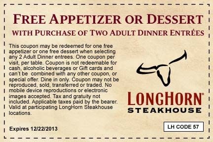 LongHorn SteakHouse Printable Coupons June 2014 Longhorn Steakhouse 