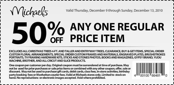 Michael 39 s Printable 50 Off One Regular Priced Item Coupon Valid Dec 
