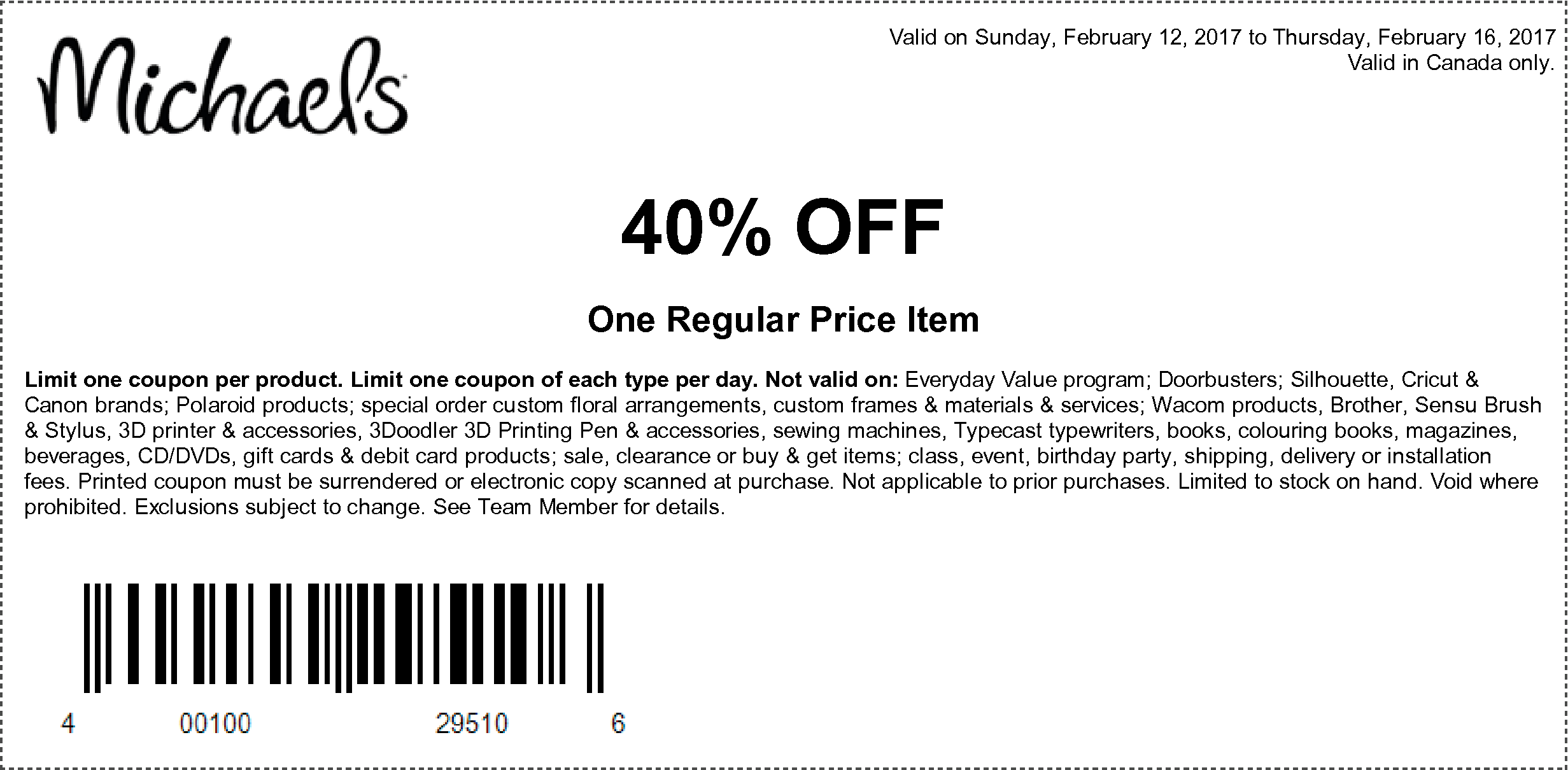 Michaels Coupon Printable 40 Off
