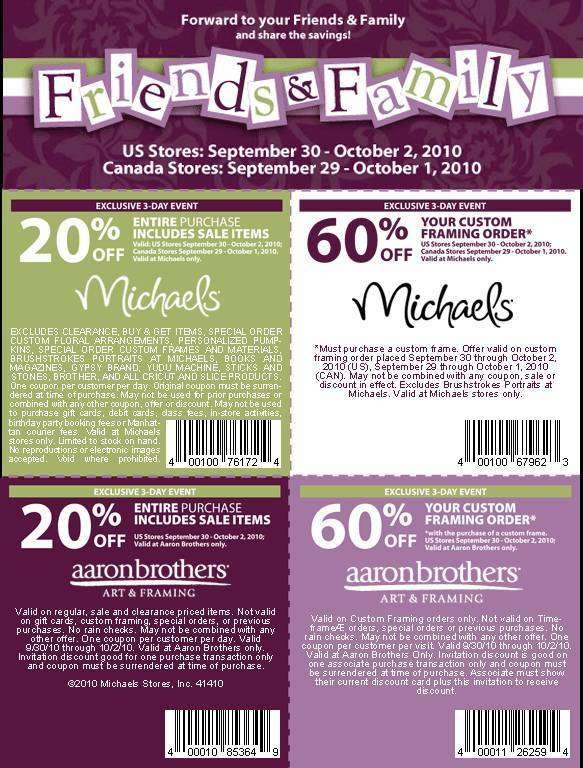 Michaels Friend And Family Printable Coupons 