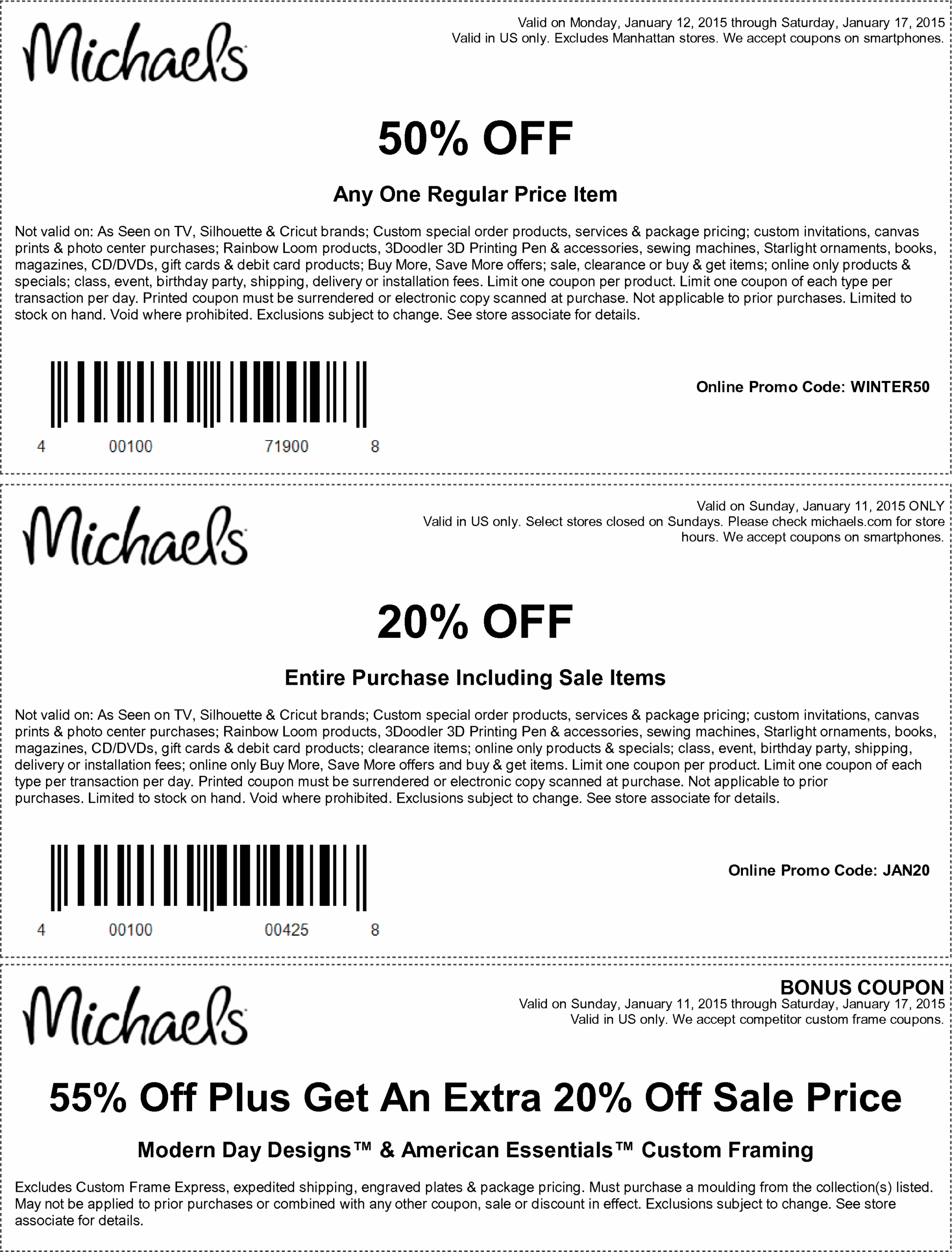 Michaels In Store Printable Coupon