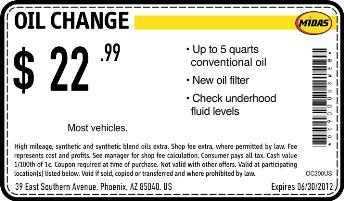 Midas Coupons May 2012 Cheap Oil Change Coupons