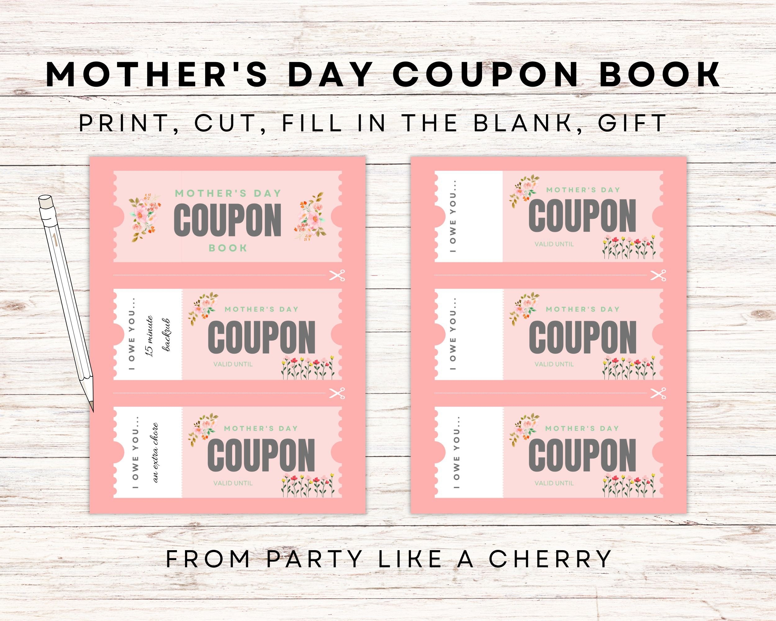 Mother 39 s Day Coupon Book Printable Party Like A Cherry