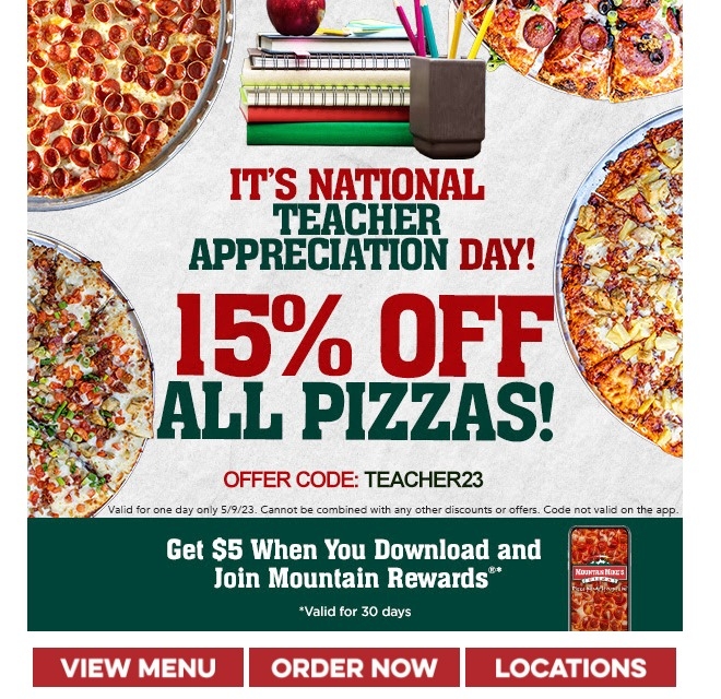 Mountain Mikes Pizza Coupon Code One Day Only Get 15 Off All Pizza