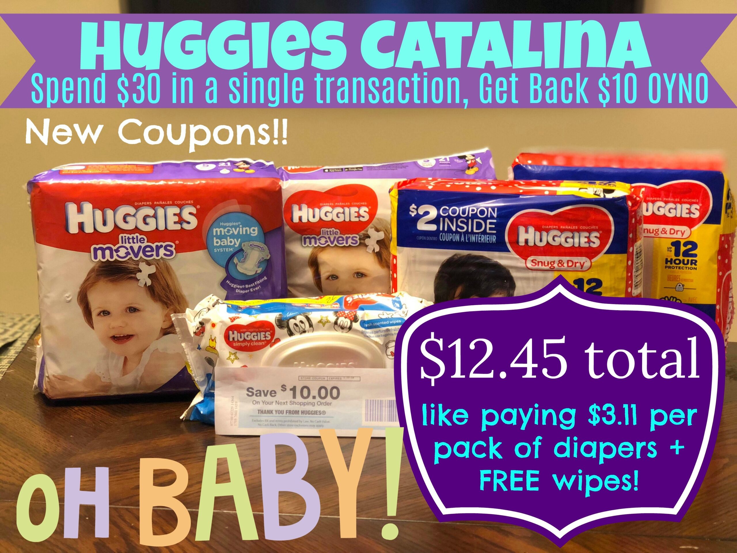 NEW Huggies Coupons Catalina 4 Packs Of Diapers And 1 Wipes As