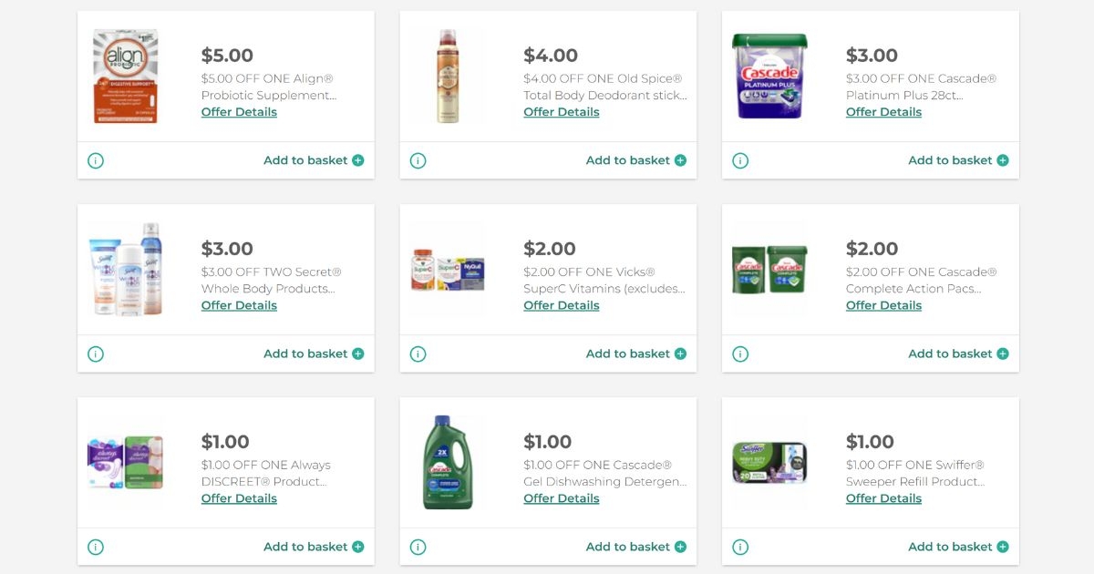 New Printable Coupons Cascade Align Secret Old Spice Swiffer More