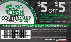 O 39 Reilly Cash Countdown 5 Off 5 Coupon ConsumerQueen