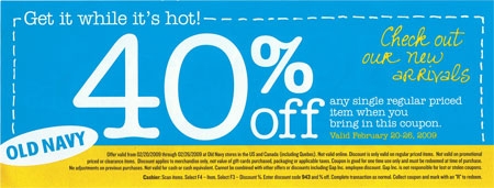 Old Navy Canada 40 Printable Coupon Canadian Freebies Coupons 