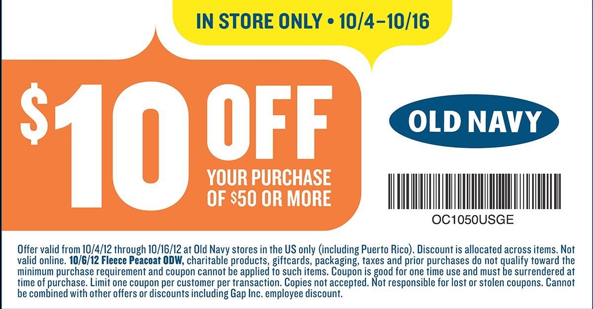 Old Navy In Store Coupon Printable