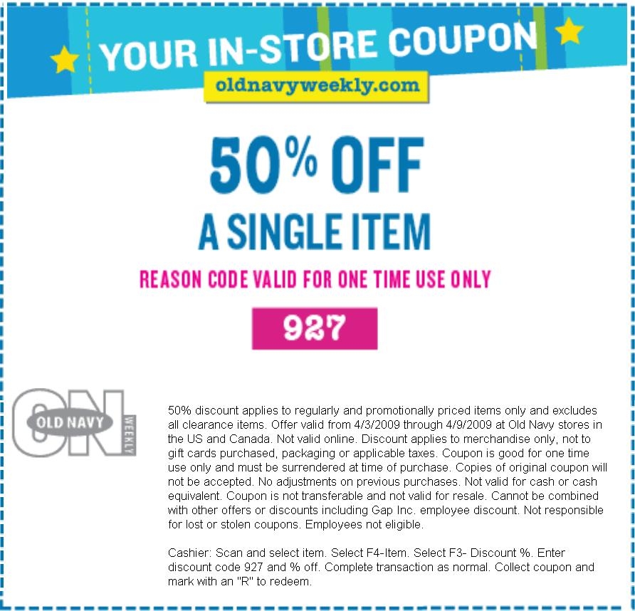 Old Navy In Store Printable Coupon