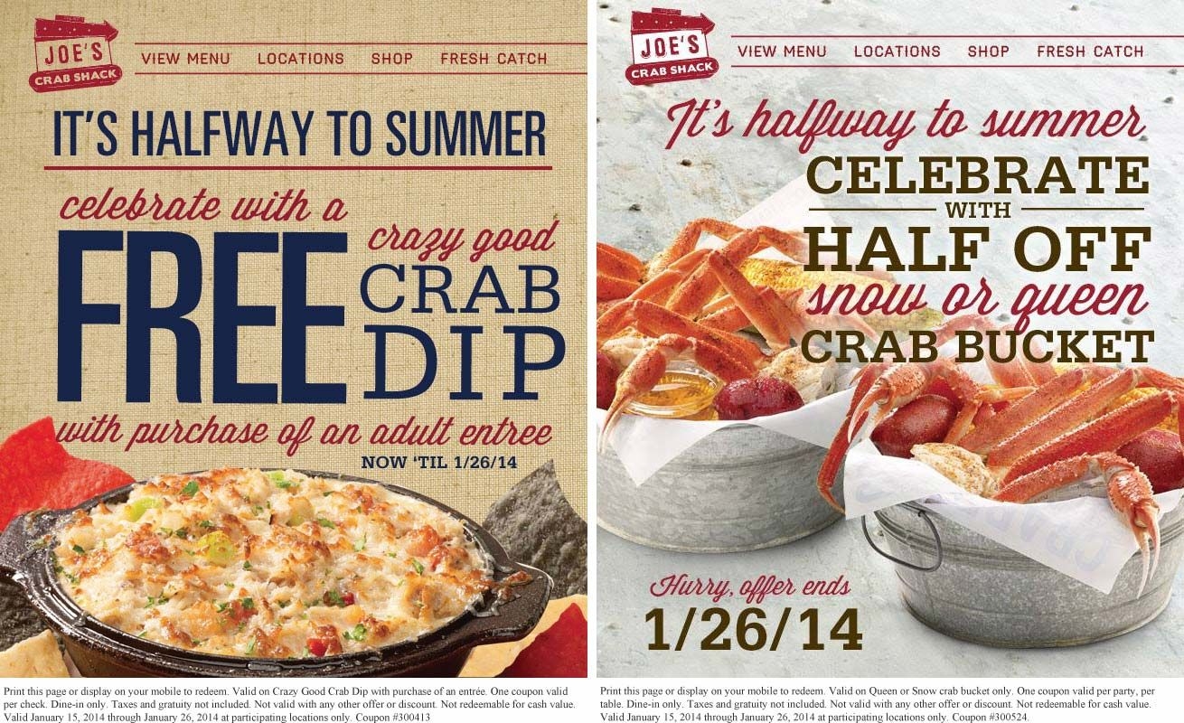 Pinchers Crab Shack Printable Coupons