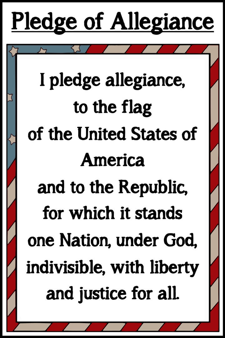 Pledge Of Allegiance To USA Flag Educational Art Wall Room Poster