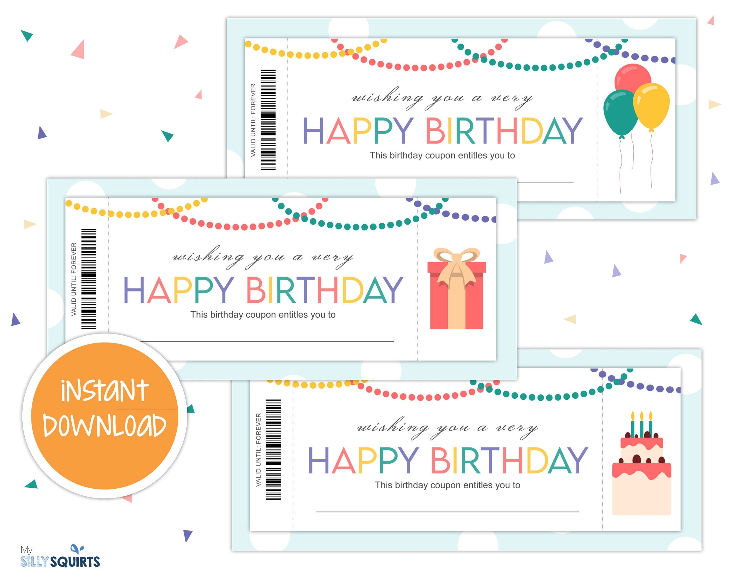 Printable Birthday Coupons Birthday Present Experience Etsy
