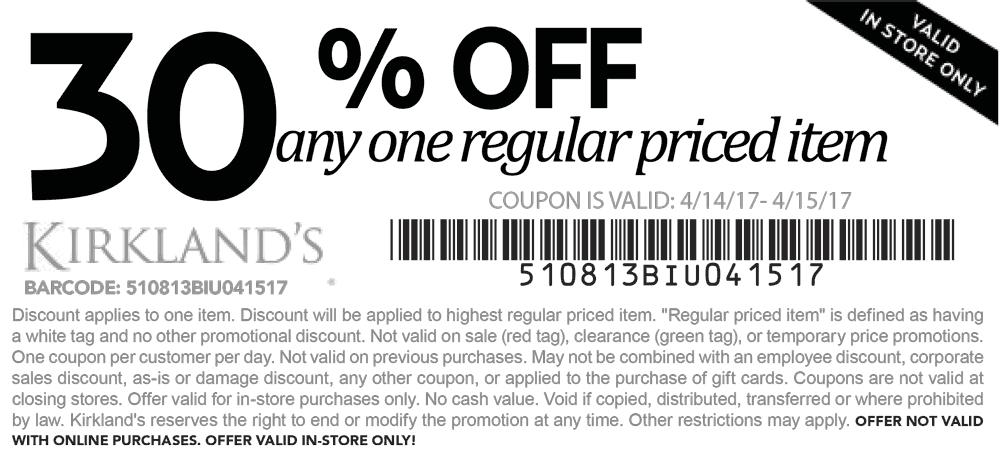 Printable Coupon Kirklands