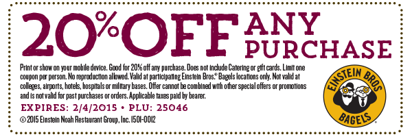 Printable Einstein Bagel Coupons