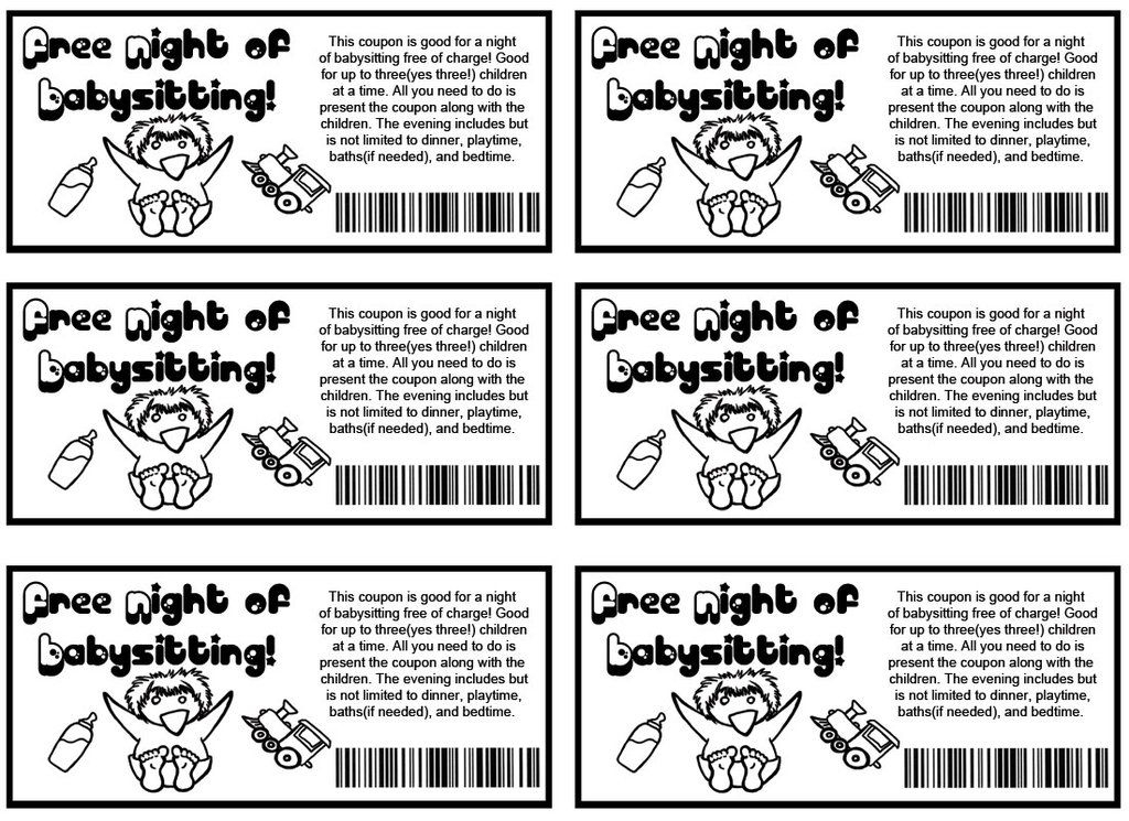 Printable Funny Babysitting Coupons Printable Word Searches