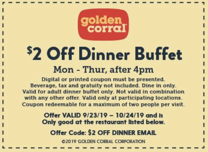 Printable Golden Corral Coupons