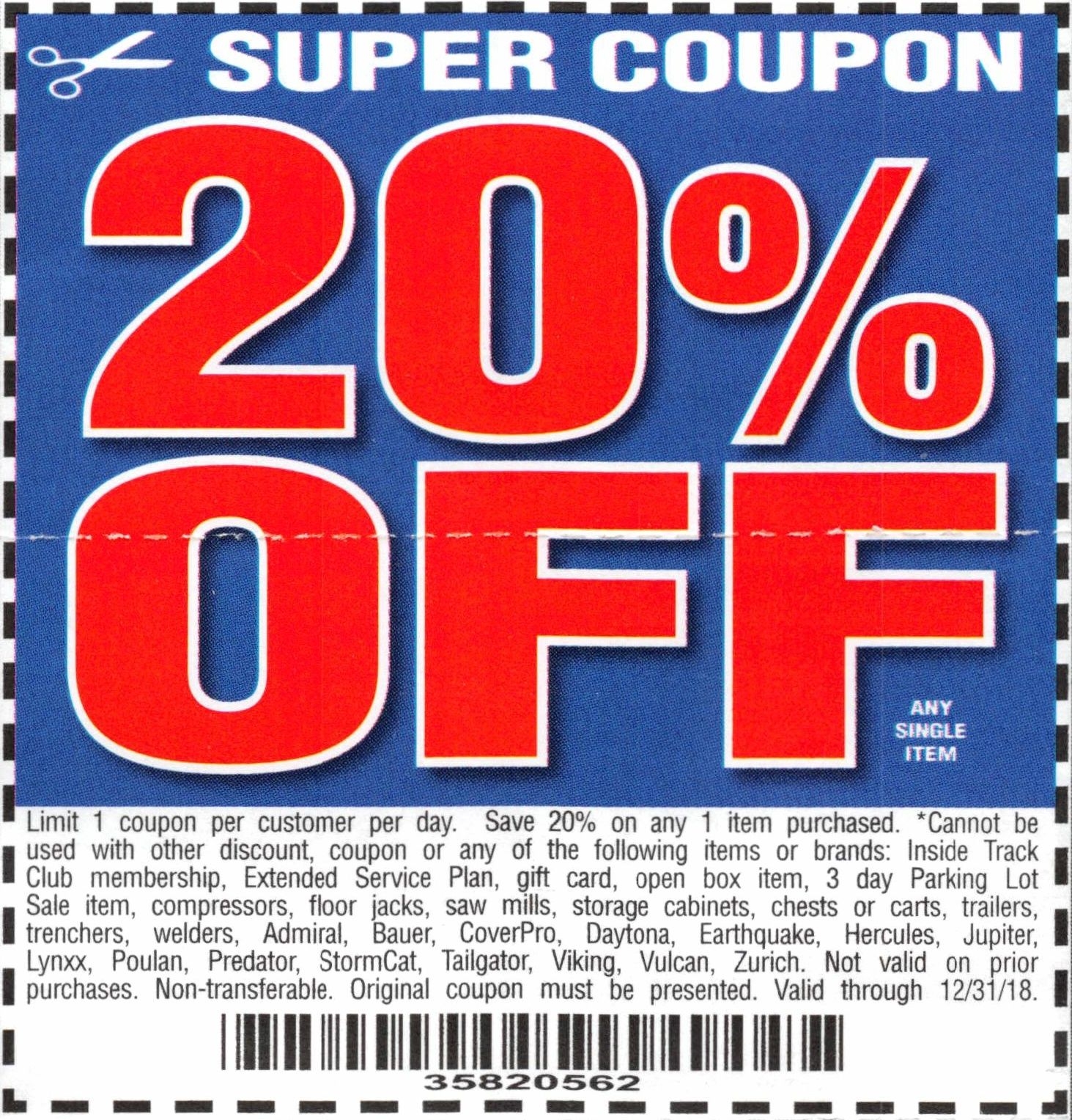 Printable Harbor Freight 20 Off Coupon