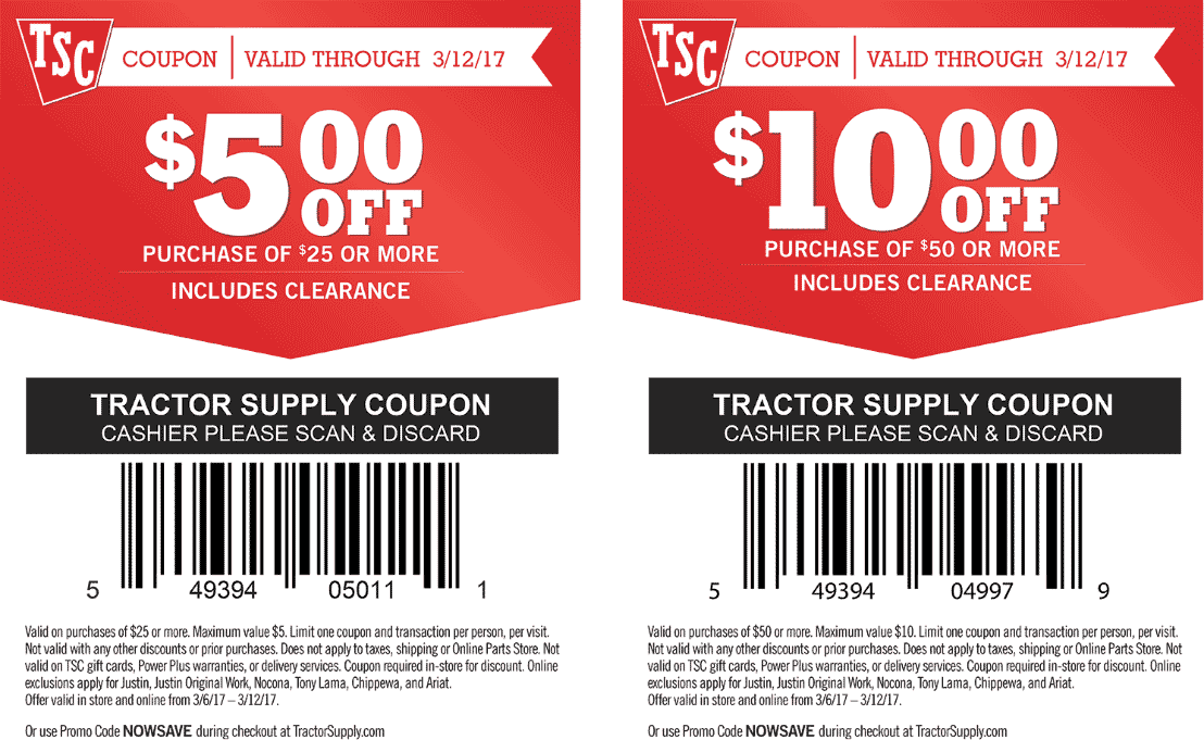 Printable In Store Tractor Supply Coupons