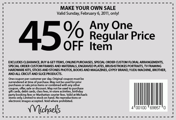 Printable Michaels Coupon TODAY ONLY