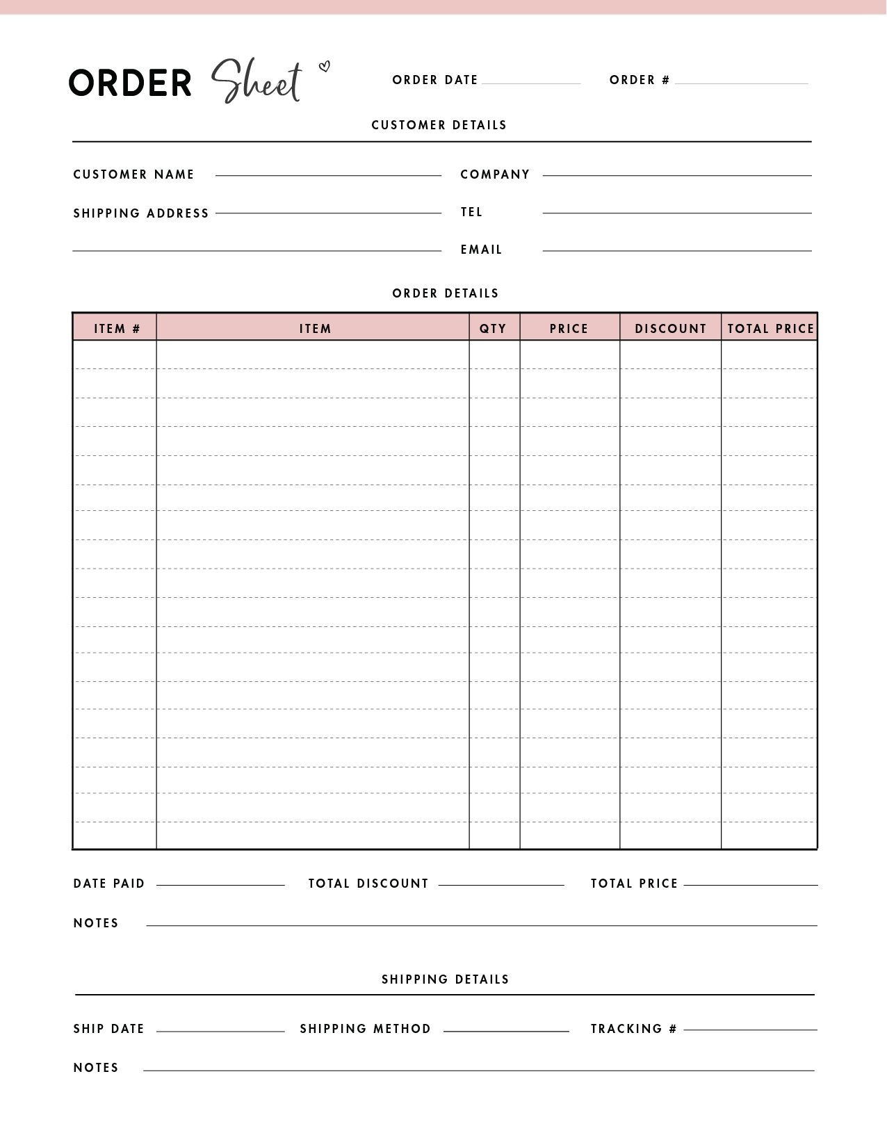 Printable Purchase Order Form Templates Minimalist Printable Wall Art