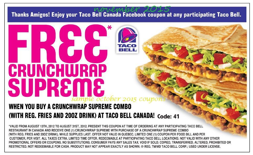 Printable Taco Bell Coupons Printable Word Searches