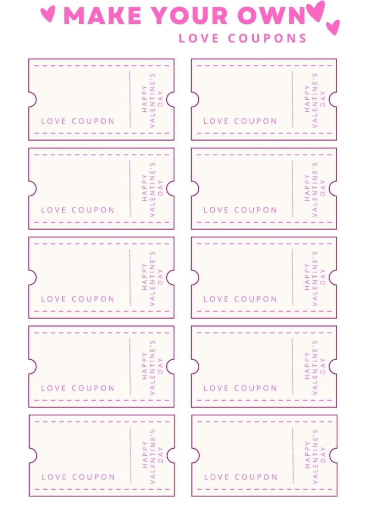 Printable Valentine s Day Coupons Blank Templates Printables Hub
