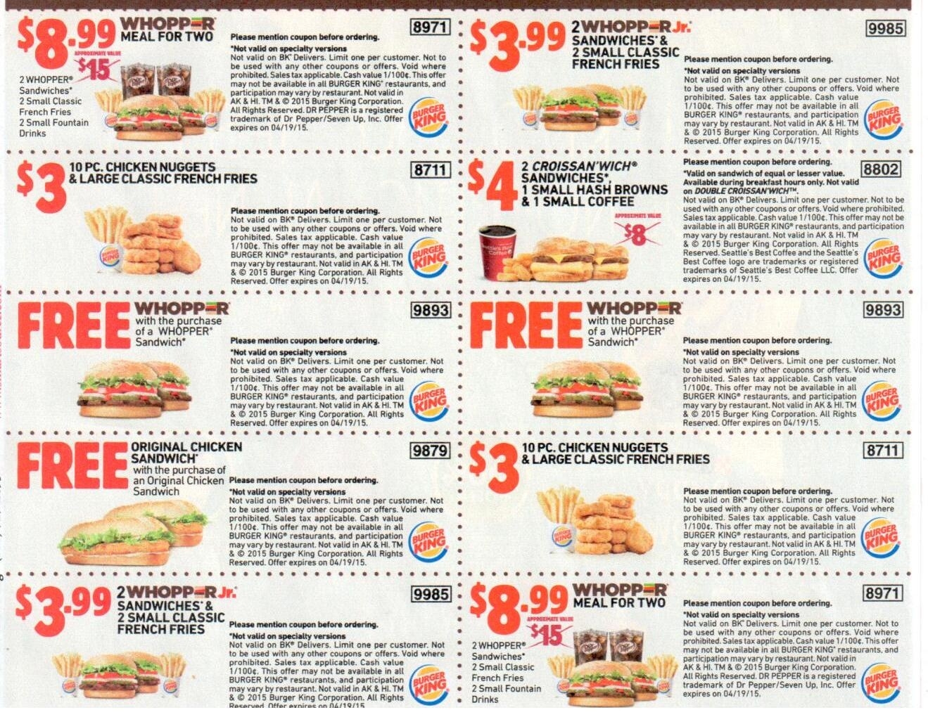 Sheet Burger King Printable Coupons May Burger King Free Coupons
