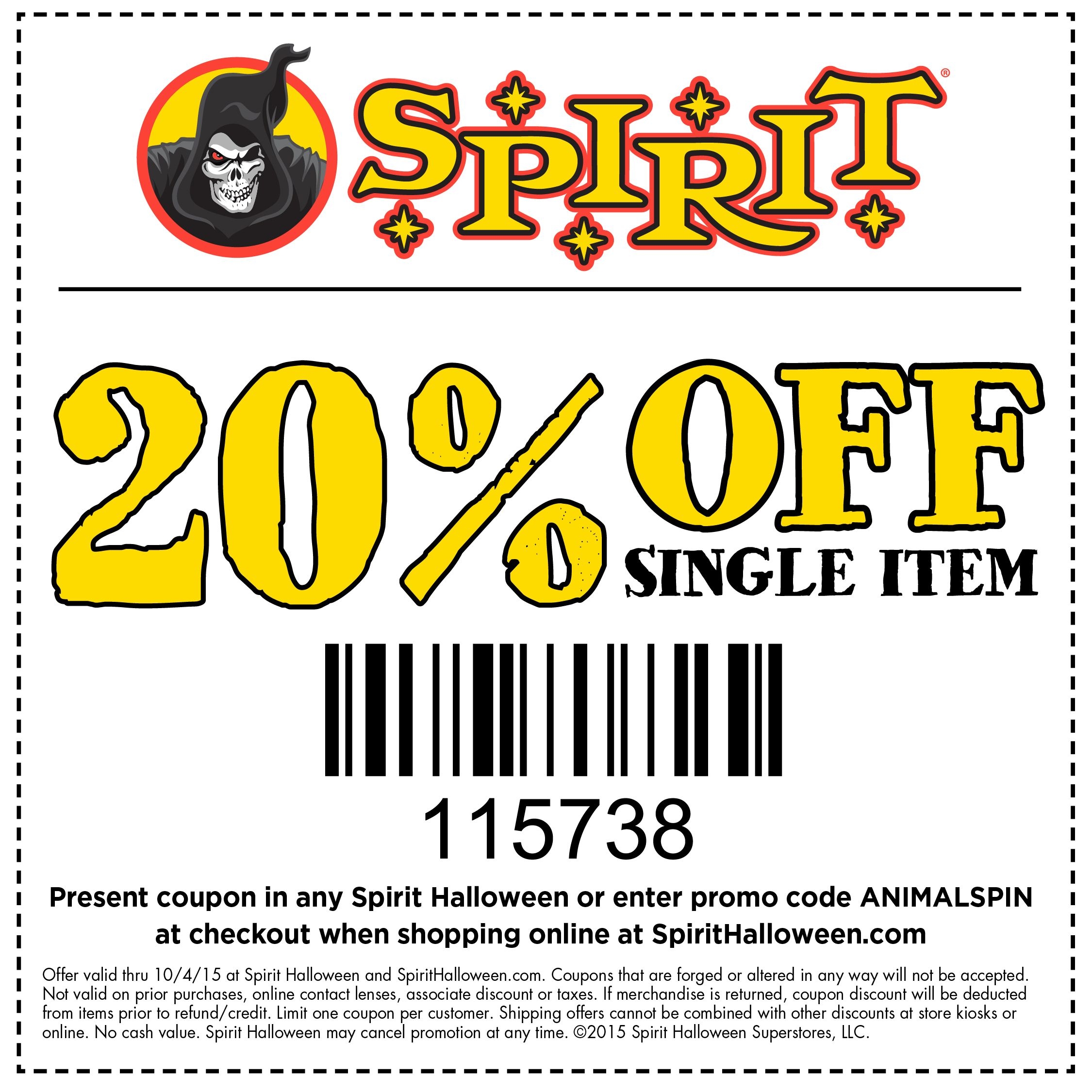 Spirit Halloween Coupon Printable