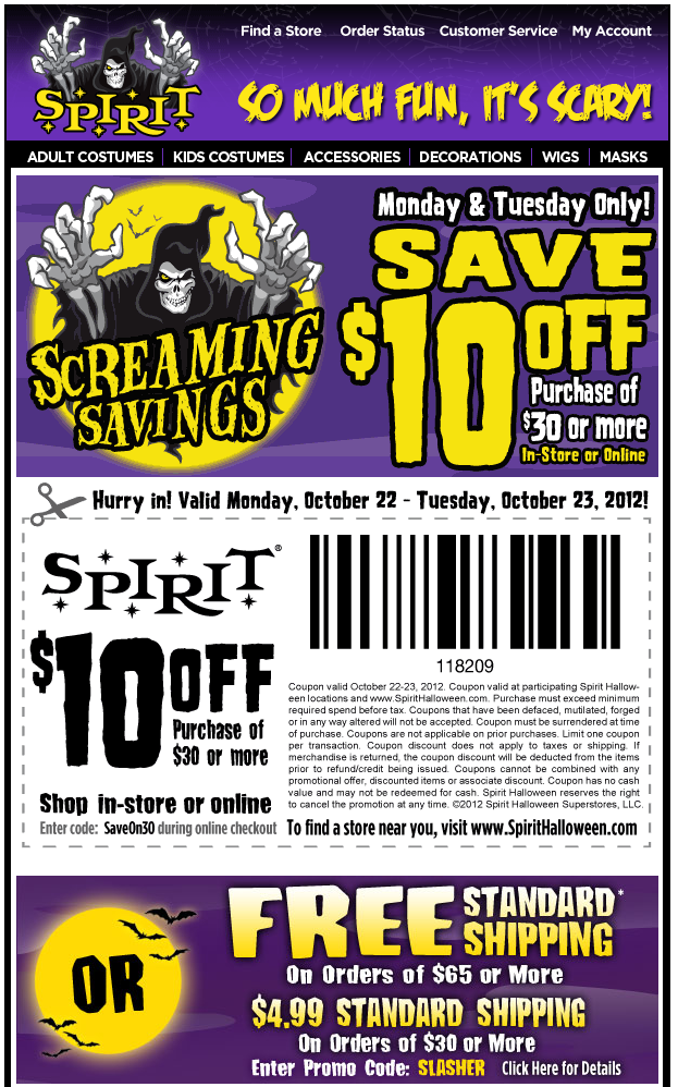 Spirit Halloween In Store Printable Coupon Printable Calendars AT A 
