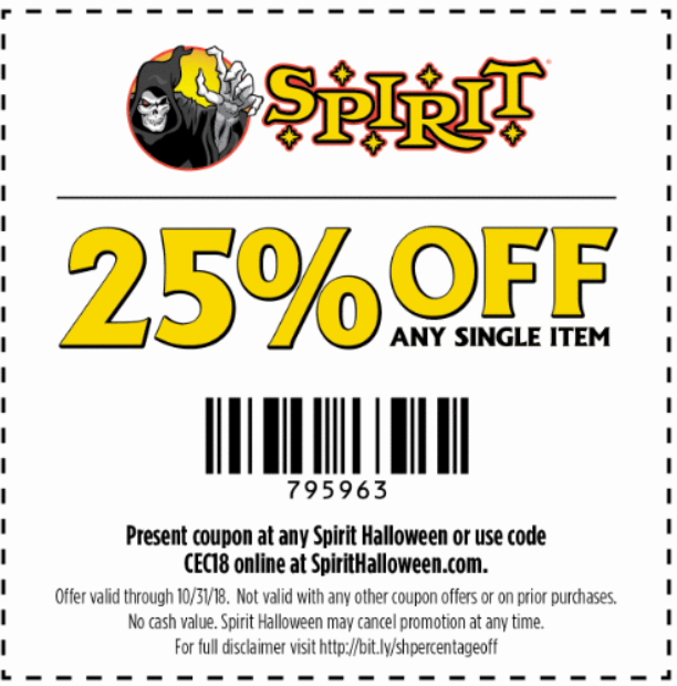 Spirit Halloween Printable Coupon In Store