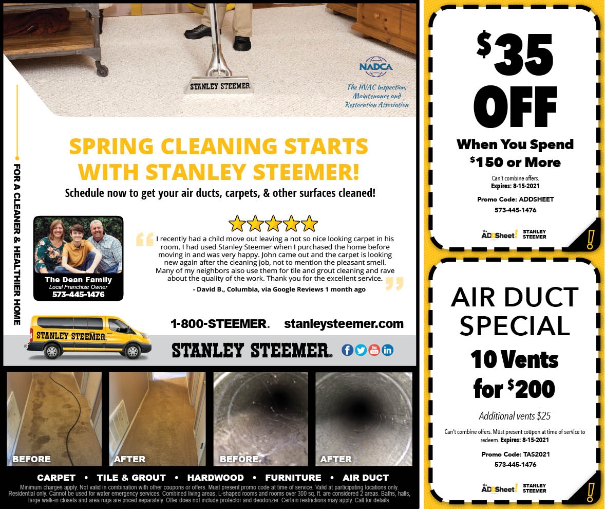Stanley Steemer Carpet Cleaner Coupons The Add Sheet 