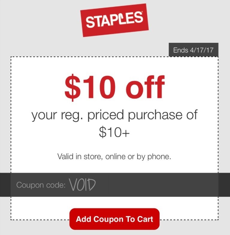 Staples 10 Off 10 Coupon Rare Staples Coupon