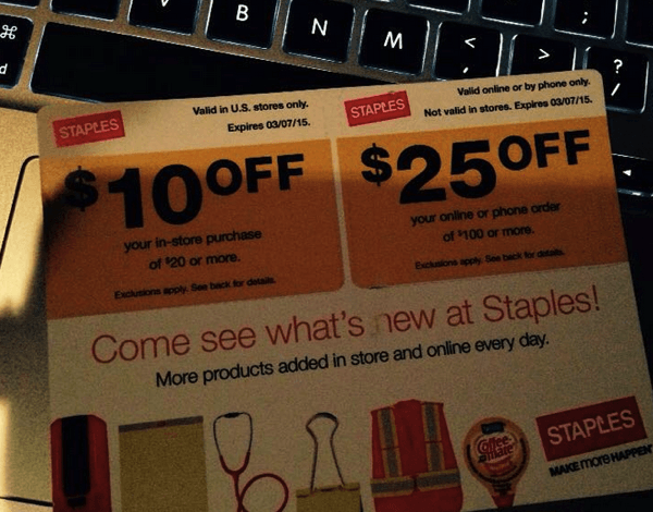 Staples 10 Off 20 Mailed Coupon In Store ONLY The CentsAble Shoppin