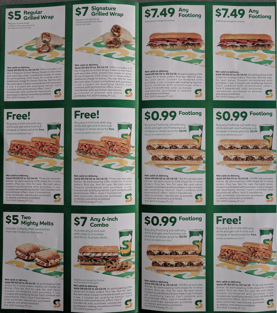Subway Canada New Coupons Buy One Get One FREE Buy Any Footlong With 
