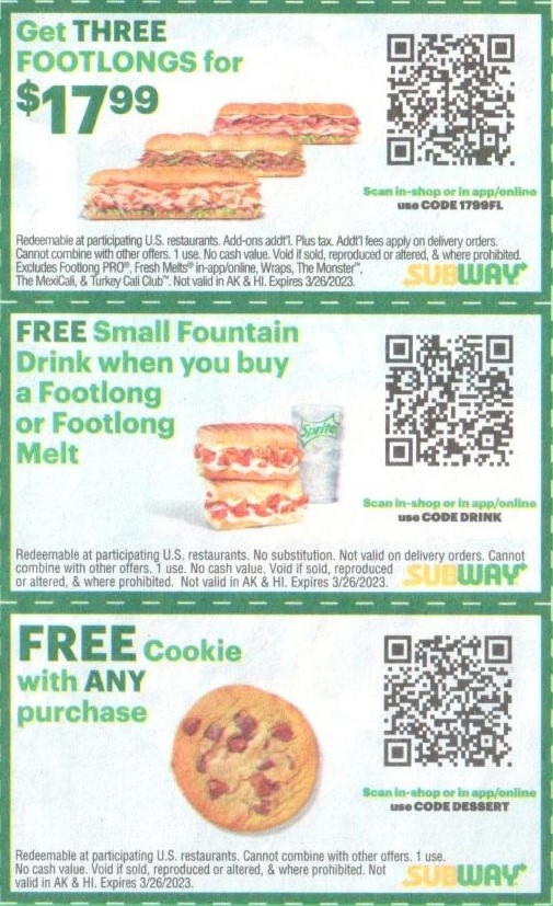 Subway Coupons Printable Coupons 2025 Ina Mirabella