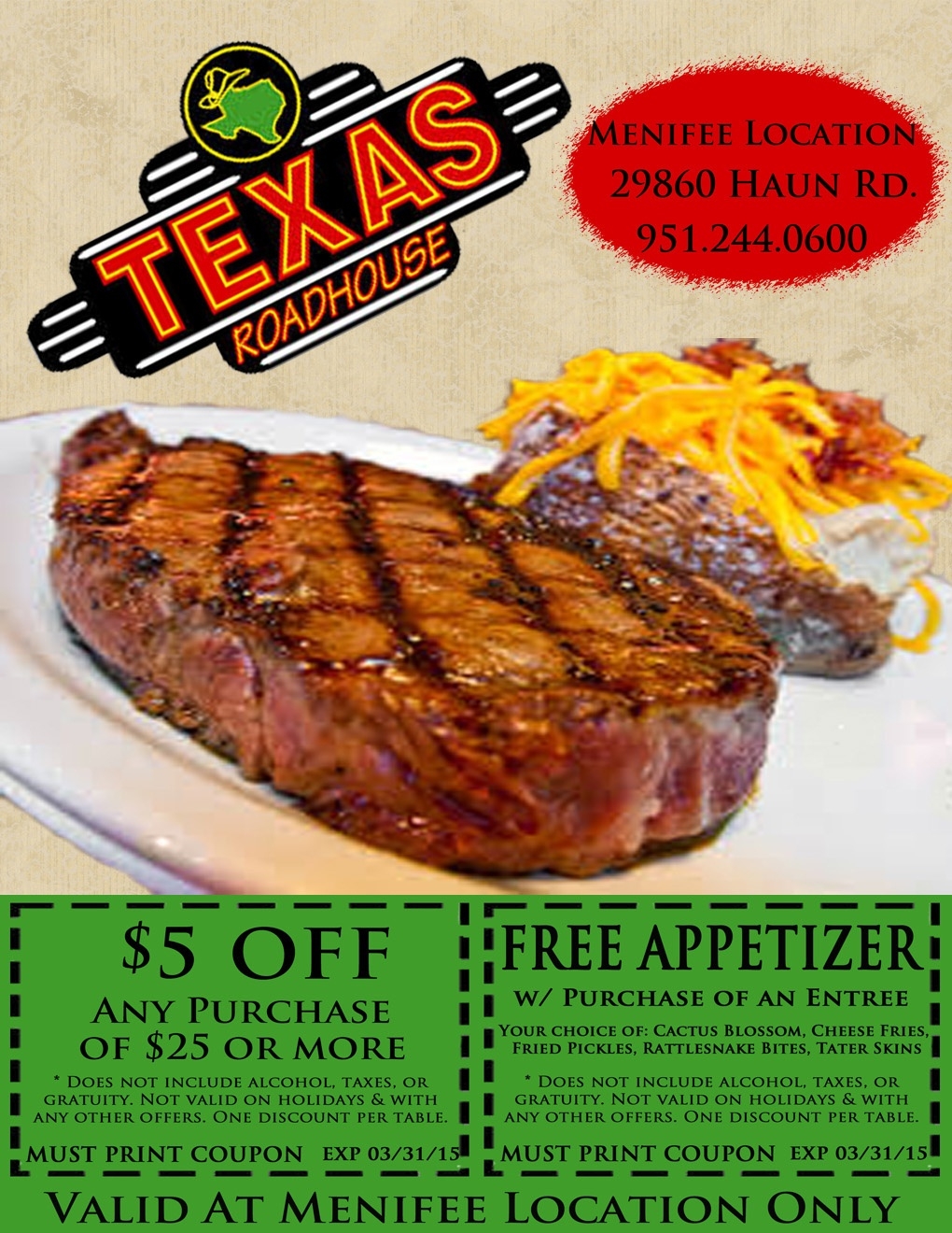 Texas Roadhouse Coupons Printable