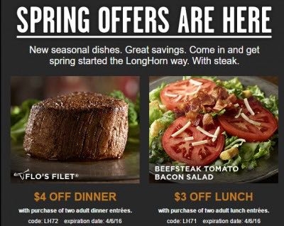 Two New Longhorn Steakhouse Printable Coupons Mojosavings