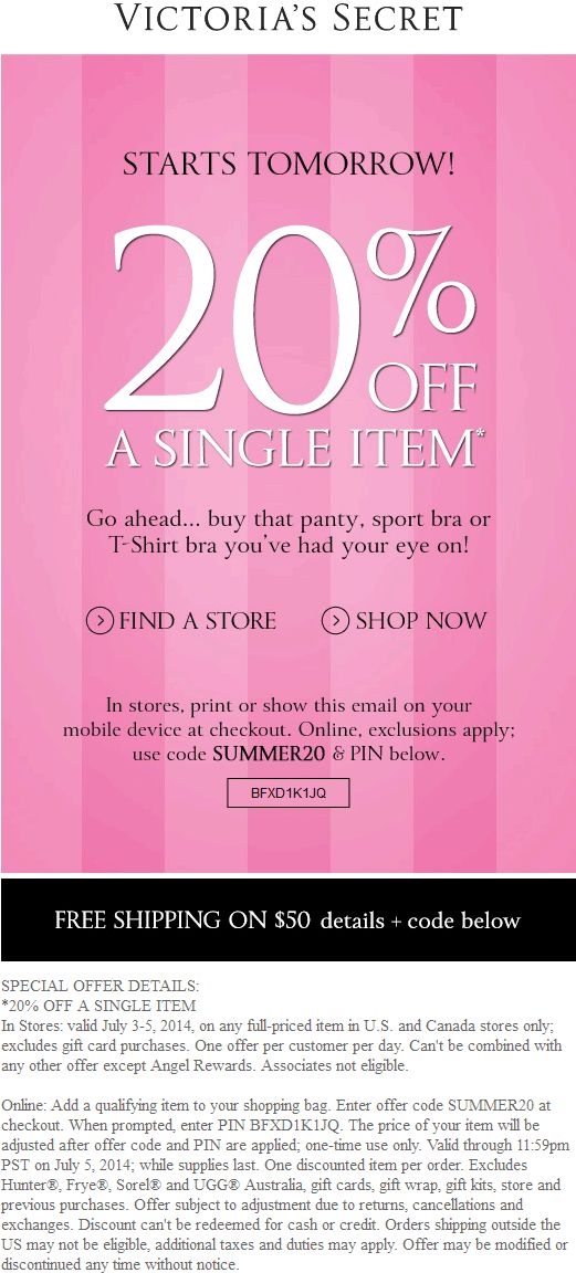 Victoria Secret Coupon Printable